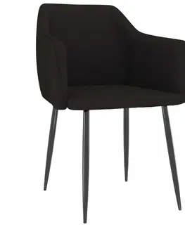 Židle Jídelní židle 2 ks látka / kov Dekorhome Černá