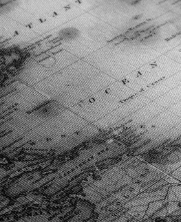 Černobílé obrazy Obraz černobílá mapa světa s lupou