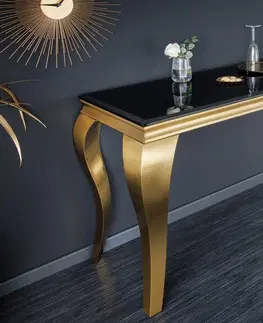 Konferenční stolky Konzolový stolek ZETHOS Dekorhome Černá / zlatá