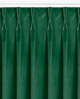 Záclony Závěs Homede Vila II s řasící páskou a dvojitým záhybem zelený, velikost 400x225