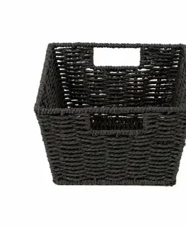 Úložné boxy Compactor Ručně pletený košík ETNA, 31 x 24 x 14 cm, černá