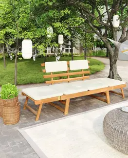 Zahradní lavice Zahradní lavice s poduškami 2 v 1 190 cm masivní akáciové dřevo
