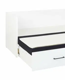 rozkládací Rozkládací postel s matracemi a polštáři TETRIS, bílá lesk/černá