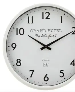 Hodiny Bílé nástěnné hodiny Grand Hotel Paris - Ø 40*10 cm J-Line by Jolipa 2913