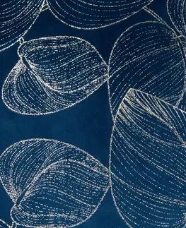 Dekorační ubrusy Sametový středový ubrus s lesklým modrým potiskem listů