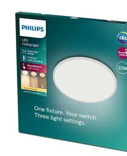LED stropní svítidla LED Stropní přisazené svítidlo Philips Superslim CL550 8719514327061 22W 2000lm 2700K IP20 43cm bílé, 3-krokové stmívání