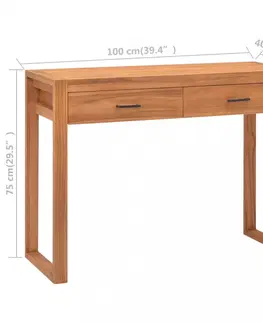 Pracovní stoly Psací stůl se 2 zásuvkami teak Dekorhome 100 cm