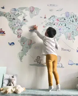 Samolepky na zeď Samolepka na zeď - Dětská cestovatelská mapa