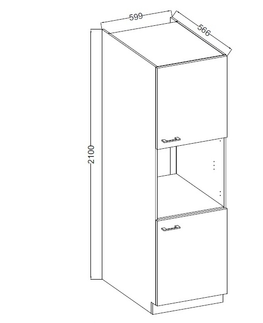 Kuchyňské linky ARCENIO, skříňka vysoká na vestavnou troubu 60 DP-210 2F, korpus: dub artisan, dvířka: lanýžově šedá