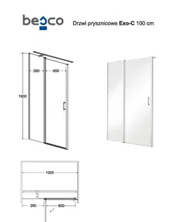 Sprchové kouty HOPA Bezrámové sprchové dveře EXO-C BARVA rámu Chrom/Leštěný hliník (ALU), Pevná stěna 90 cm, Rozměr A 100 cm, Rozměr C 190 cm, Směr zavírání Univerzální Levé / Pravé, Výplň Čiré bezpečnostní sklo 6 mm BCEXOC100CC+BCEXOCH90CC