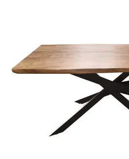 Designové a luxusní jídelní stoly Estila Moderní masivní obdélníkový jídelní stůl Mammut s deskou z akáciového dřeva v medové hnědé barvě 200 cm