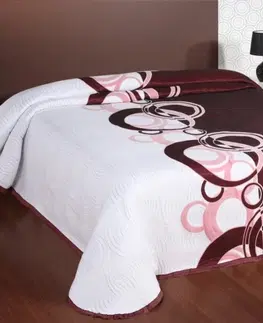 Luxusní oboustranné přehozy na postel Luxusní oboustranný přehoz na postel bílo růžovo bordový s motivem