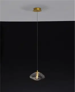 Designová závěsná svítidla NOVA LUCE závěsné svítidlo KING mosazný zlatý kov foukané čiré sklo G9 1x5W 230V IP20 bez žárovky 9006045