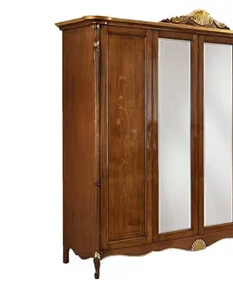 Stylové designové skříně Estila Luxusní klasická šatní skříň Pasiones s dvířky s rustikálním zdobením a zrcadlem 245cm