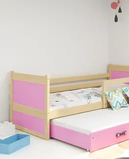 Postele BMS Dětská postel s přistýlkou RICO 2 | borovice 80 x 190 cm Barva: Růžová