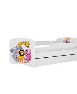 Dětské postýlky Kocot kids Dětská postel Babydreams ZOO bílá, varianta 70x140, bez šuplíků, s matrací