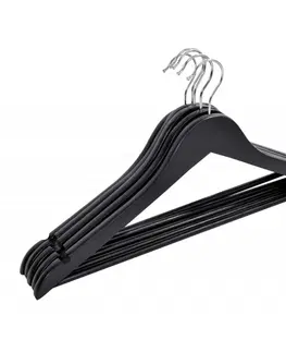 Šatní ramínka TZB Dřevěný věšák s kalhotovou tyčí RONDO 5 kusů - černý