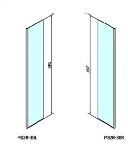 Sprchové kouty POLYSAN MODULAR SHOWER pevný panel k instalaci na stěnu modulu MS2, 300 levý MS2B-30L
