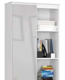 Šatní skříně Ak furniture Skříň Rexa 80 cm bílá/šedá