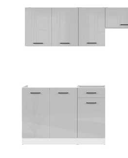 Kuchyňské linky Kuchyně JAMISON 180/240 cm bez pracovní desky, bílá/světle šedý lesk