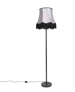 Stojaci lampy Klasická stojací lampa černá s odstínem šedé Granny B - Simplo