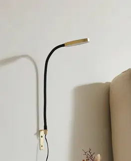 Nástěnná svítidla Lindby LED lampa na čtení Lindby Flexola, zlatá, kulatá hlava