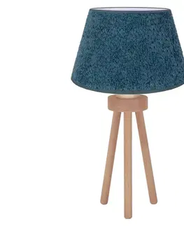 Lampy   - Stolní lampa BOUCLE 1xE27/15W/230V tyrkysová/dřevo 