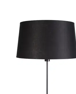 Stojaci lampy Stojací lampa černá s černým plátěným stínidlem nastavitelným 45cm - Parte