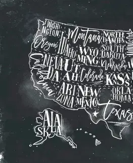 Tapety mapy Tapeta naučná mapa USA s jednotlivými státy