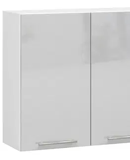 Kuchyňské dolní skříňky Ak furniture Závěsná kuchyňská skříňka Olivie W 80 cm bílá/metalický lesk