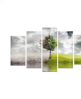 Obrazy Hanah Home Vícedílný obraz A Tree By The Water 110x60 cm