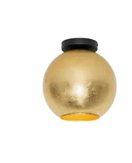 Stropni svitidla Designové stropní svítidlo černé se zlatým sklem - Bert