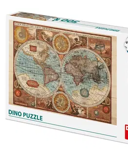 Hračky puzzle DINO - Mapa světa z roku 1626, 500 dílků