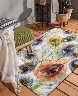 Moderní koberce Fenomenální barevný koberec s motivem pavích pírek