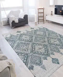 Skandinávské koberce Skandinávský koberec s mátově zelenými vzory