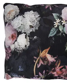 Dekorační polštáře Sametový polštář s motivem květin - 45*45 cm Clayre & Eef KG023.045