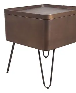 Konferenční stolky Zlato hnědý kovový čtvercový odkládací stolek Hynek - 45*45*49 cm Clayre & Eef 6Y4330