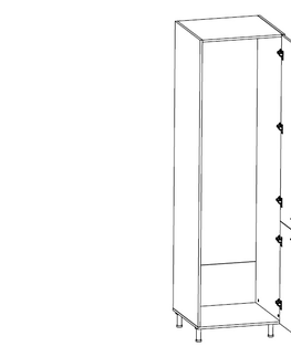 Kuchyňské linky MISAEL vysoká skříňka pro vestavnou lednici D60ZL pravá, korpus bílý, dvířka borovice andersen