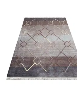Skandinávské koberce Hnědý vzorovaný koberec ve skandinávském stylu