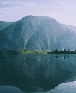 Obrazy přírody a krajiny Obraz malovaná scenérie horského jezera