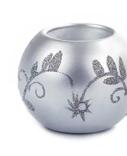 Vánoční dekorace Svícen koule 7,5 cm stříbrná, HTH