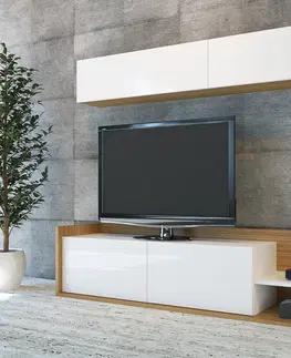 Obývací stěny a sestavy nábytku Obývací stěna KALE bílá teak