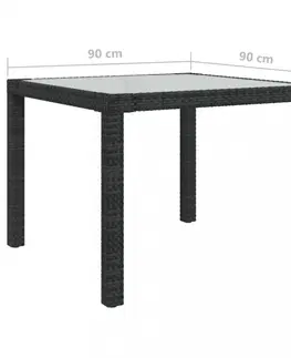 Zahradní stolky Zahradní stůl sklo / polyratan Dekorhome Béžová / černá