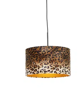 Zavesna svitidla Moderní závěsná lampa černá s odstínem leopard 35 cm - Combi