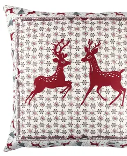 Polštáře Hanah Home Vánoční dekorační polštář se soby VASO 43x43 cm bílý/červený