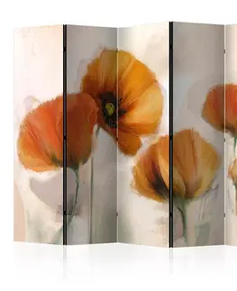 Paravány Paraván poppies - vintage Dekorhome 225x172 cm (5-dílný)