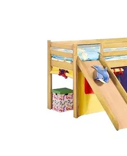 Dětské pokoje Dětská patrová postel se skluzavkou Neo Plus olše Halmar Borovice