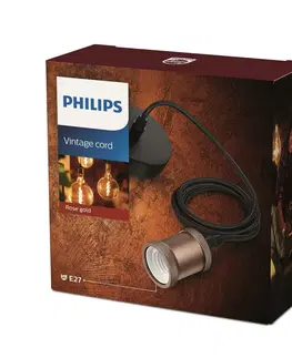 Moderní závěsná svítidla Philips Vintage závěsný kabel 2m s objímkou E27 max. 40W IP20, růžová zlatá
