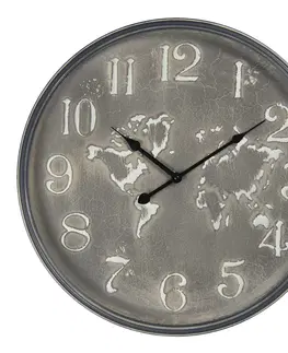 Hodiny Vintage nástěnné hodiny se světadíly – Ø 48*6 cm / 1*AA Clayre & Eef 6KL0696