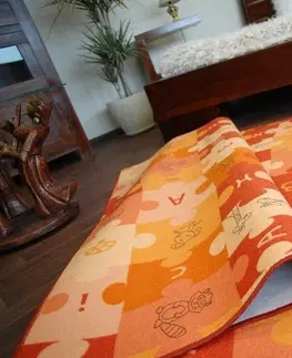 Koberce a koberečky Dywany Lusczow Dětský koberec PUZZLE oranžový, velikost 80x150